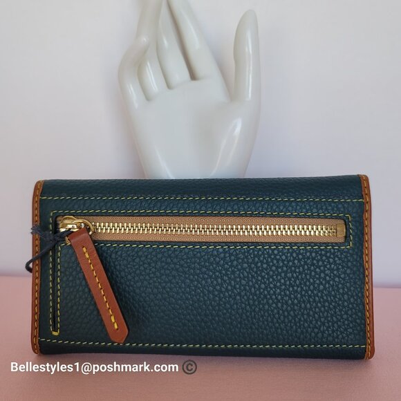 DOONEY & BOURKE Pebbled Grain Leather Continental Clutch Wallet- Teal color⭐ - Picture 7 of 16